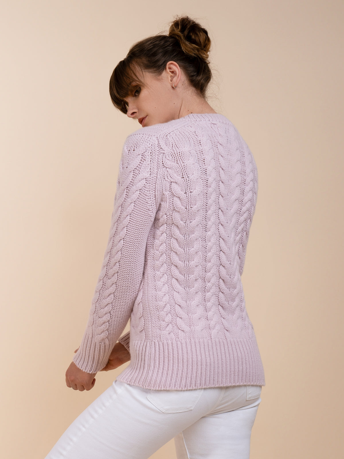 MULTI CABLE CREW NECK&lt;br&gt;SOFT PINK