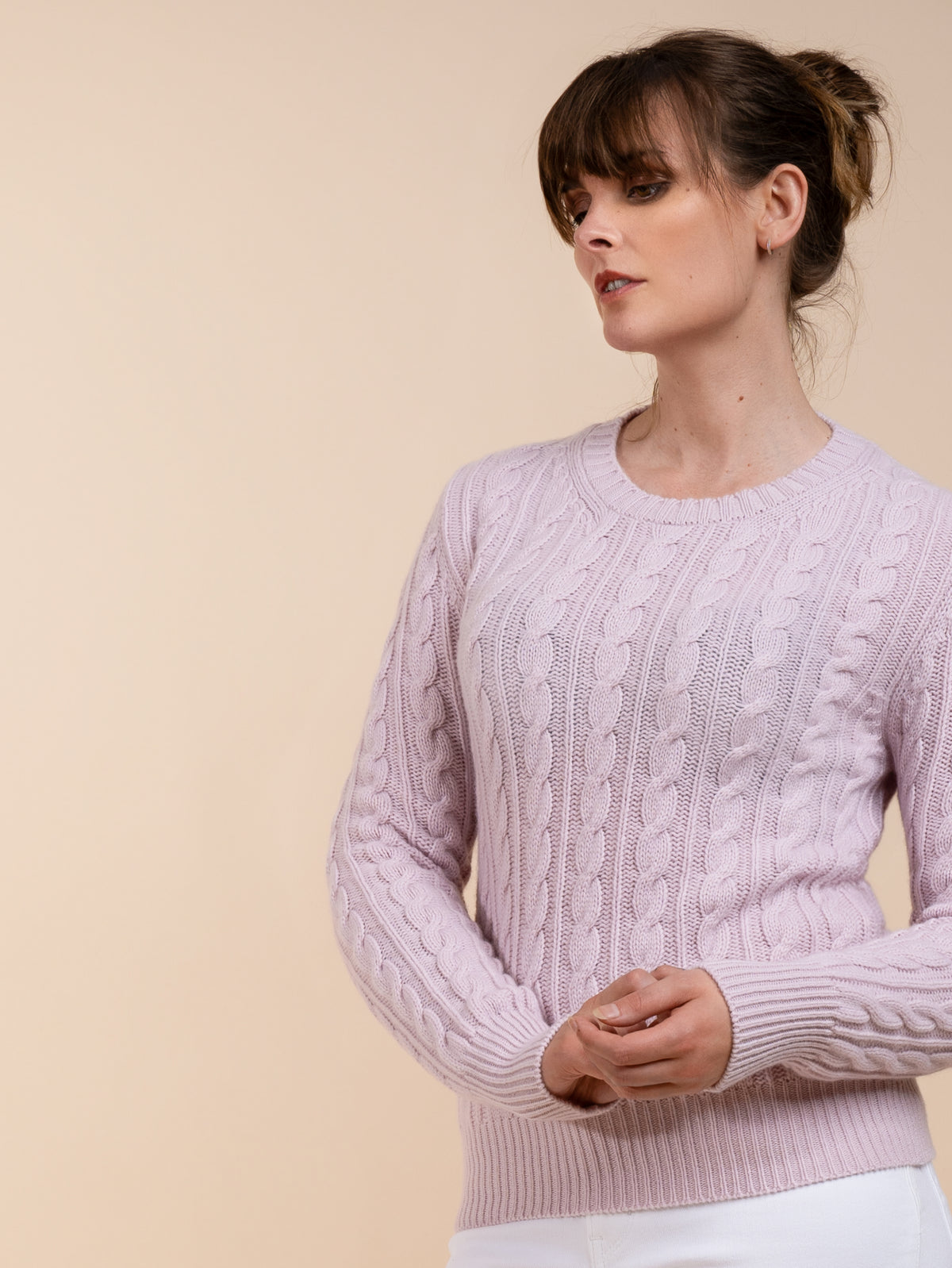 THE CABLEKNIT CREW&lt;br&gt;SOFT PINK