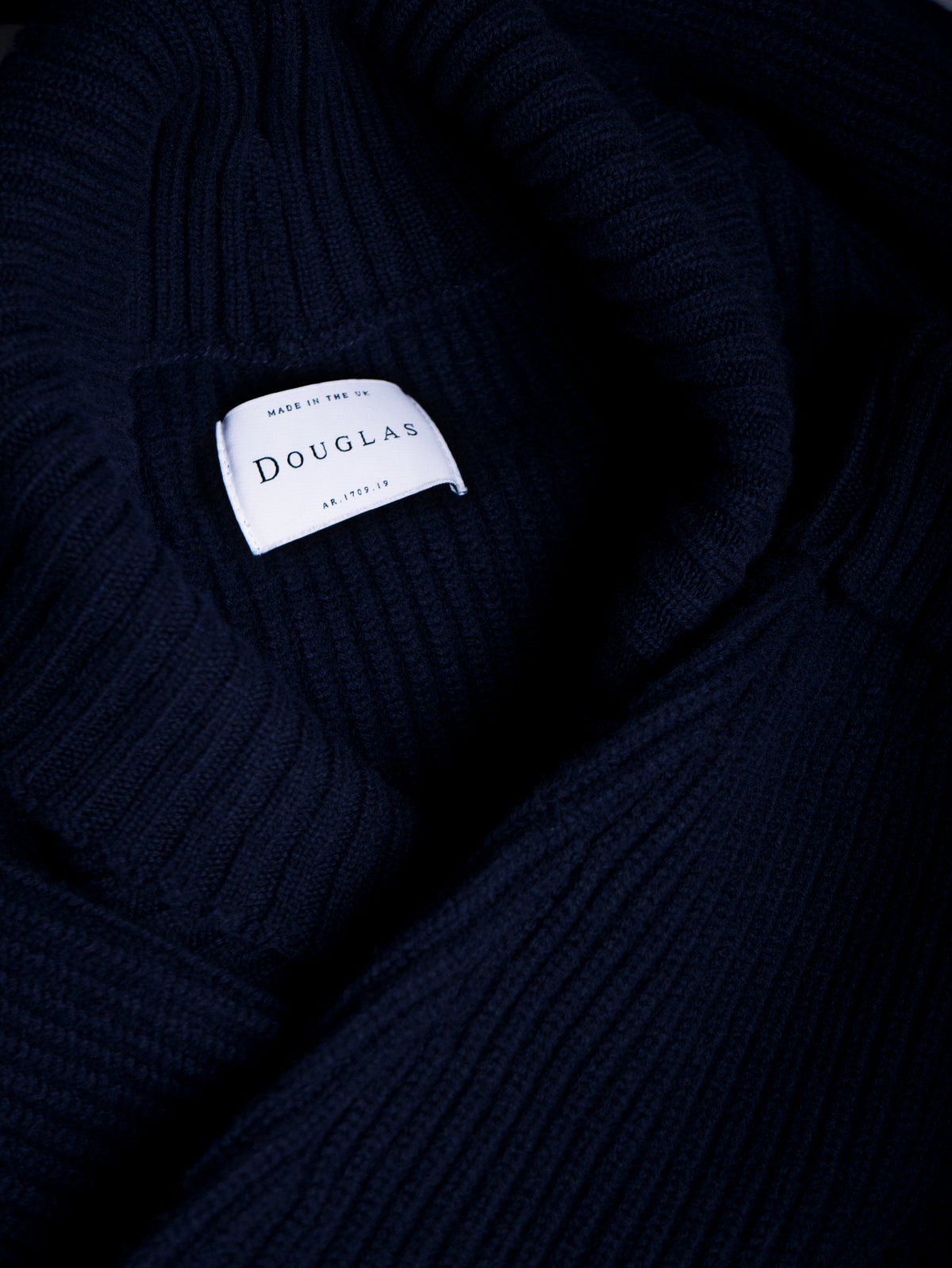 SHAWL COLLAR SWEATER&lt;br&gt;NAVY