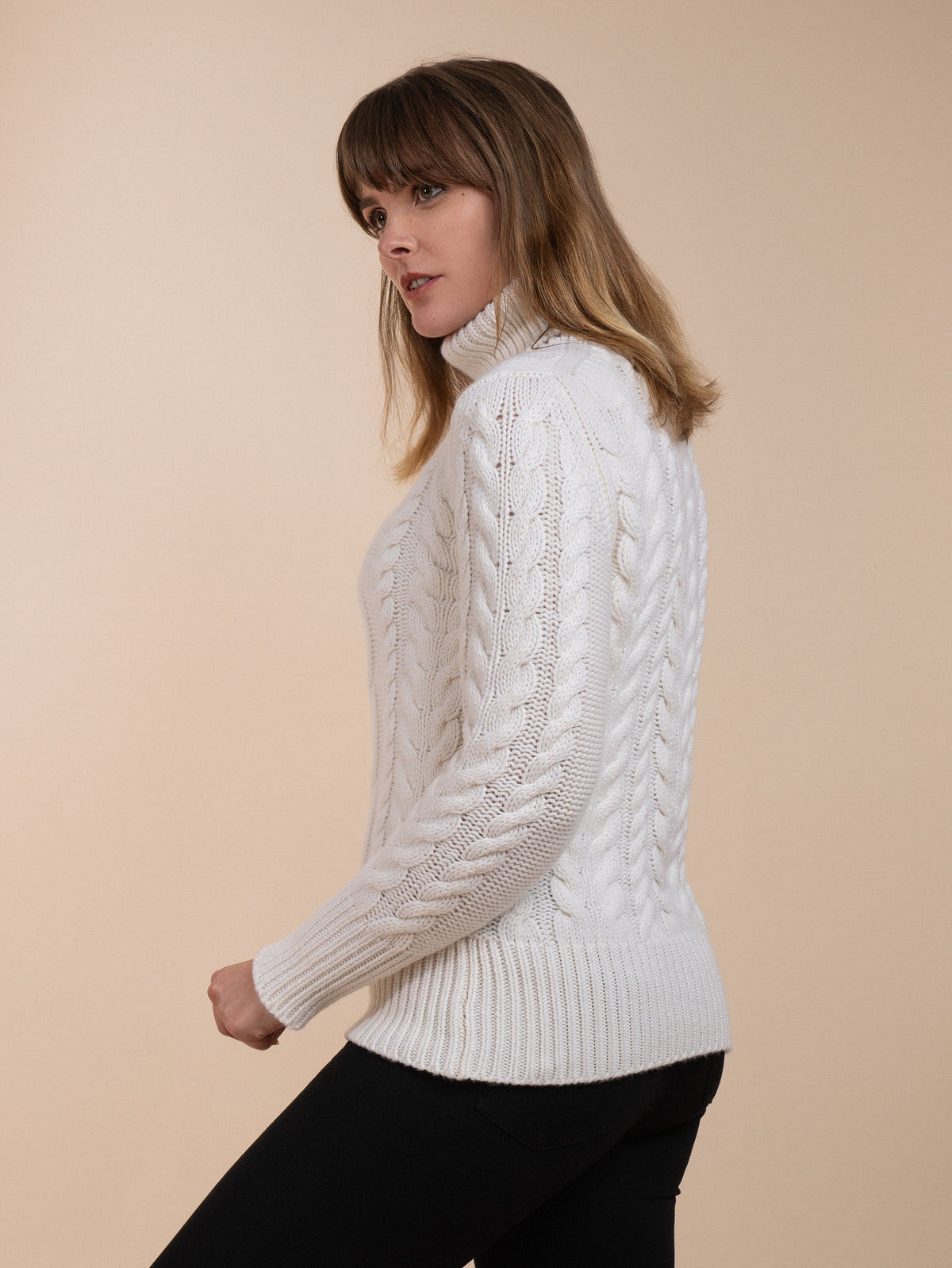 MULTI CABLE ROLL NECK&lt;br&gt;CREAM