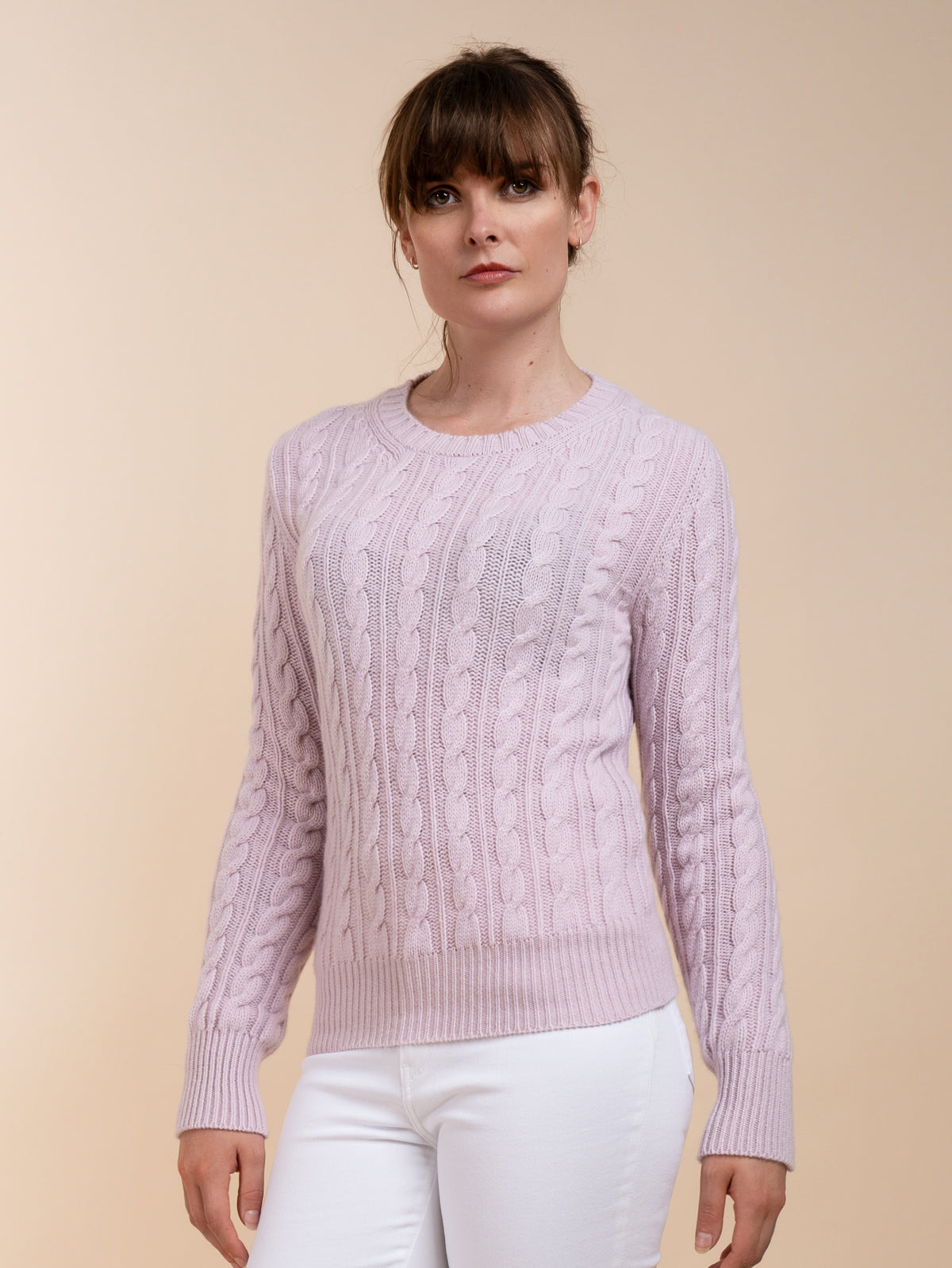 THE CABLEKNIT CREW&lt;br&gt;SOFT PINK