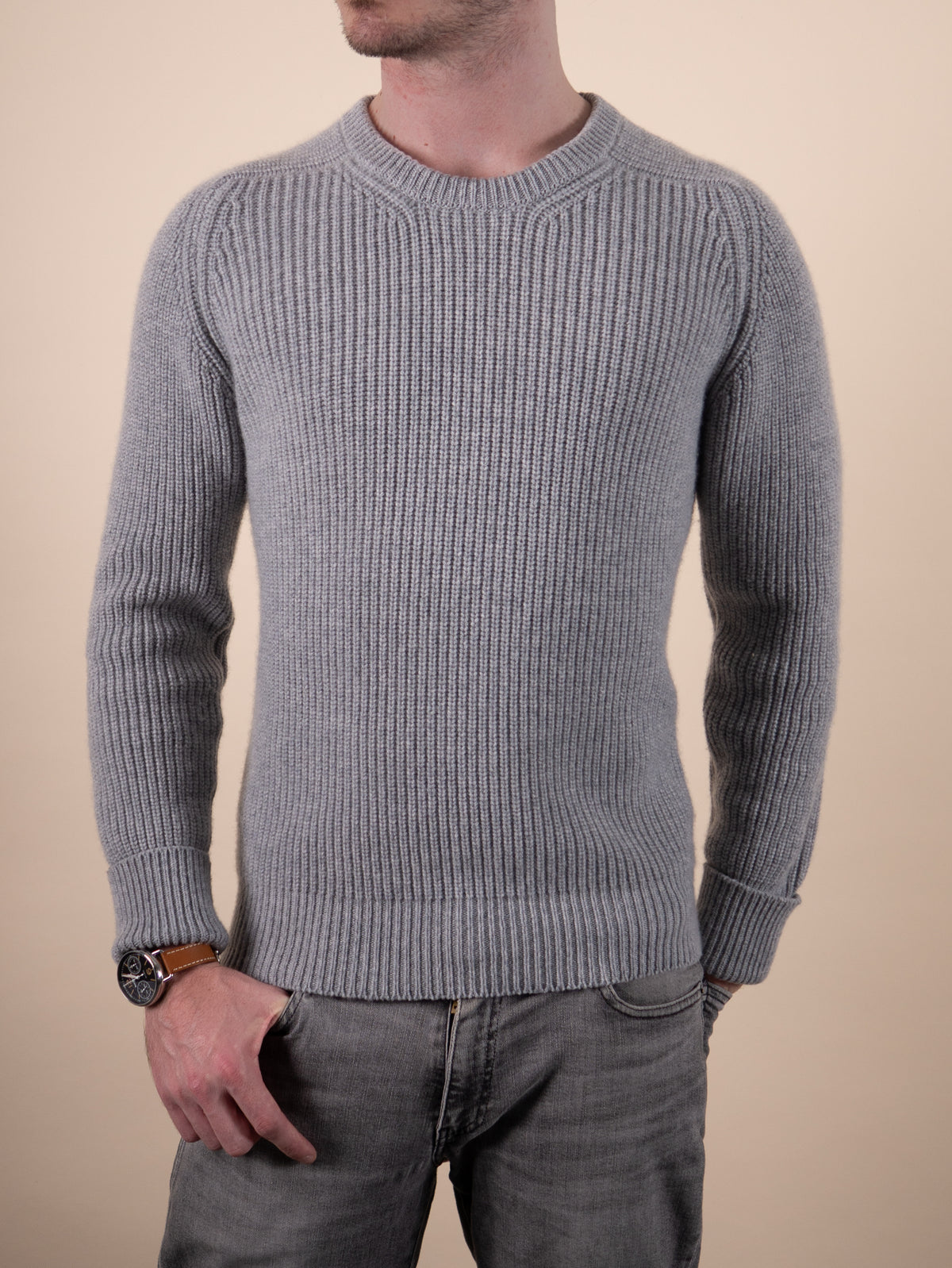 RIBBED SWEATER&lt;br&gt;GREY
