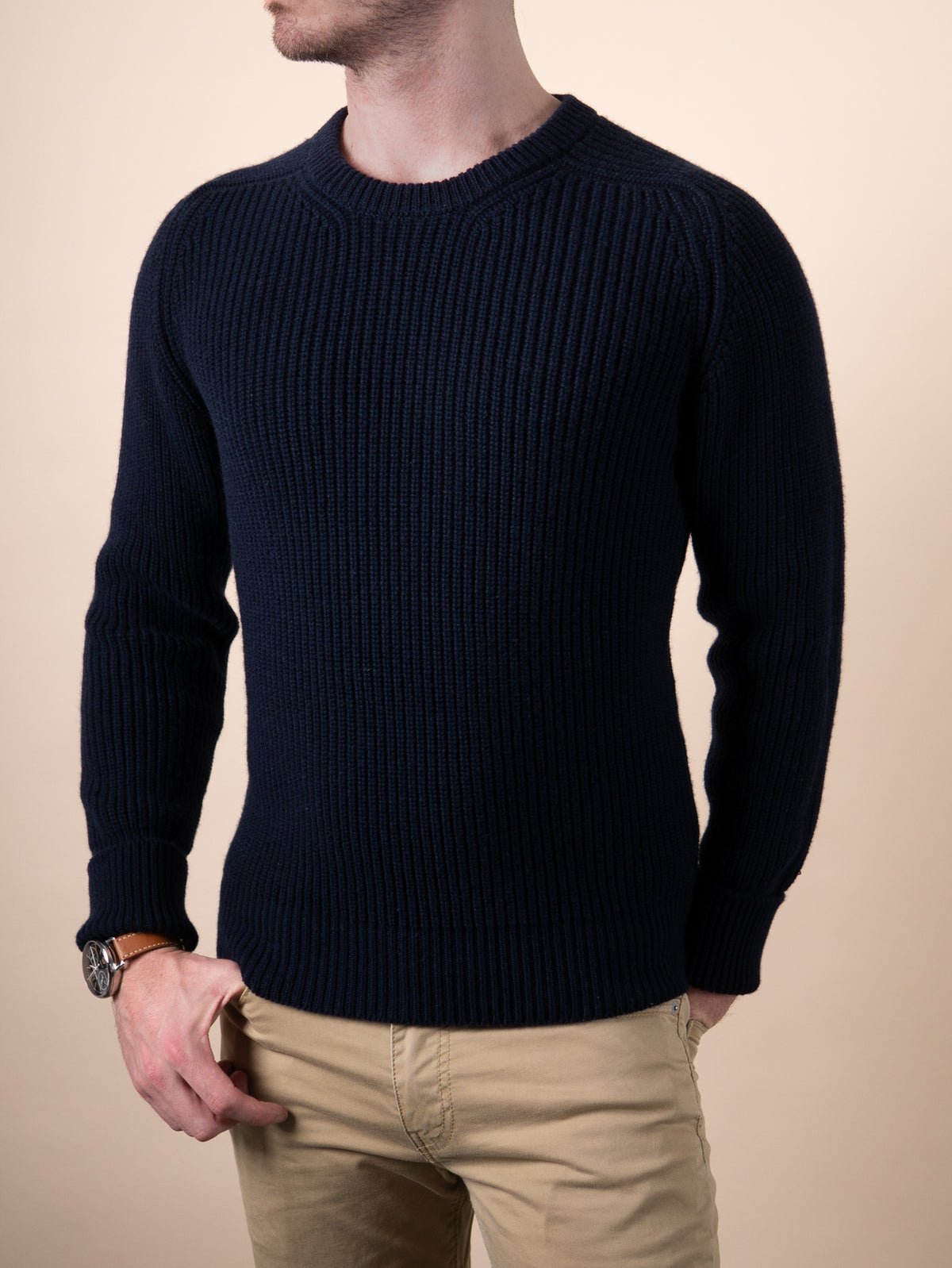 RIBBED SWEATER&lt;br&gt;NAVY