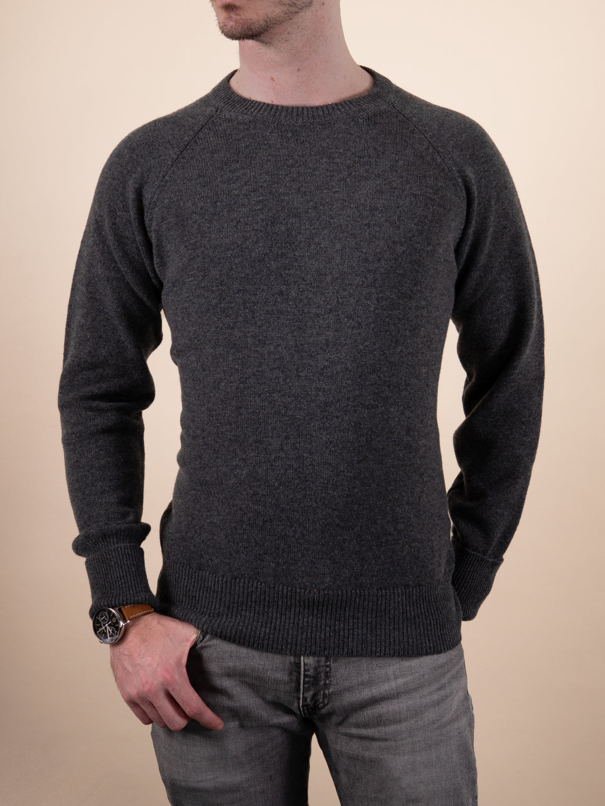 RAGLAN CREW NECK&lt;br&gt;CHARCOAL