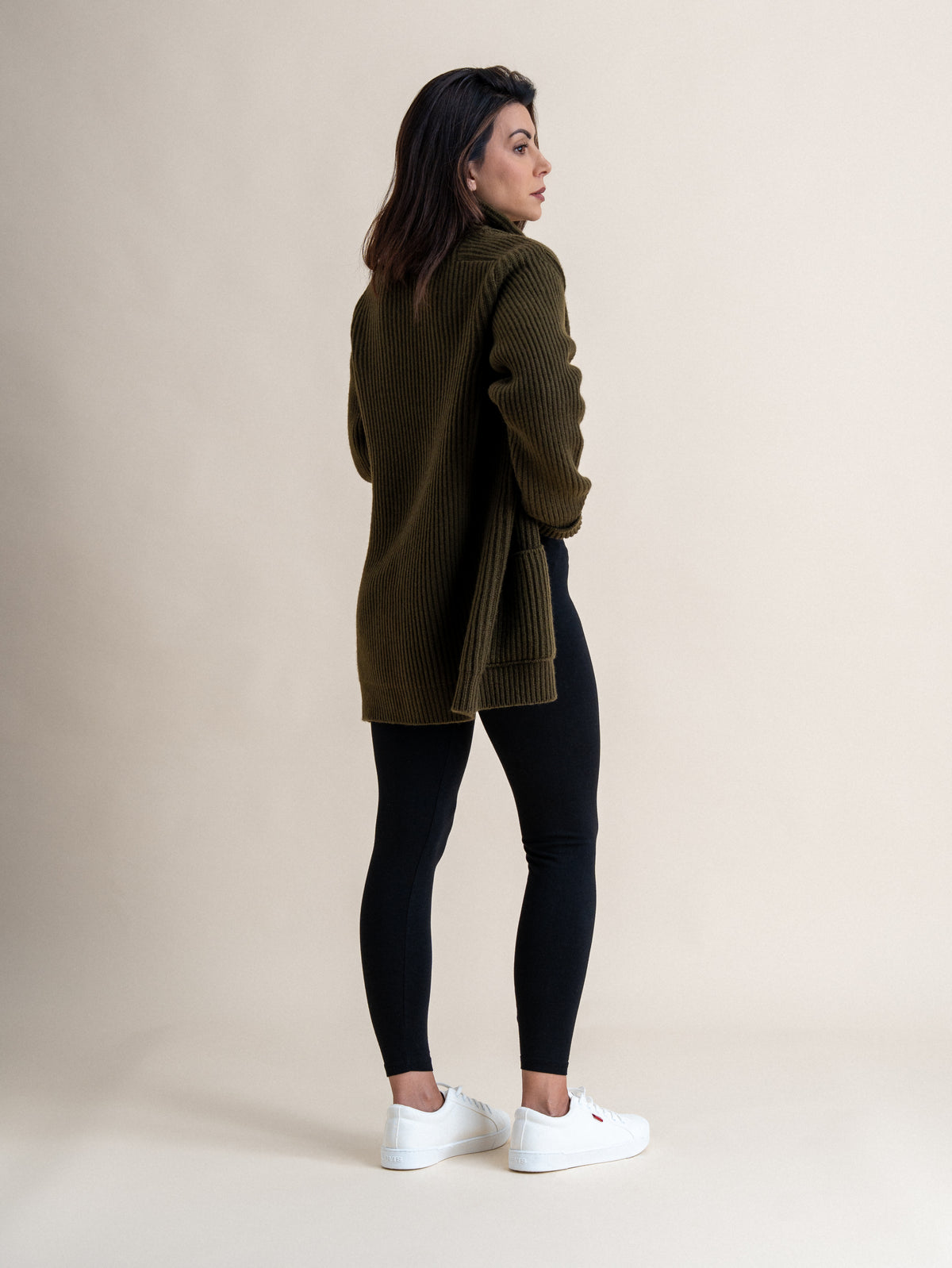 THE SHAWL NECK CARDIGAN&lt;br&gt;MILITARY