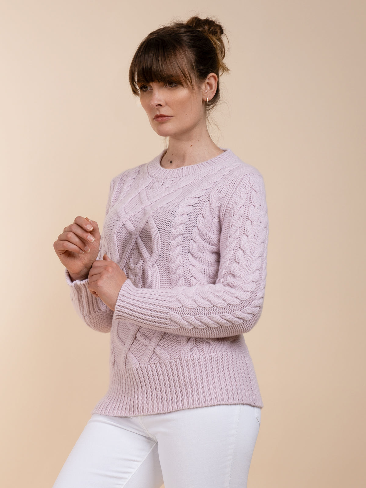 MULTI CABLE CREW NECK&lt;br&gt;SOFT PINK