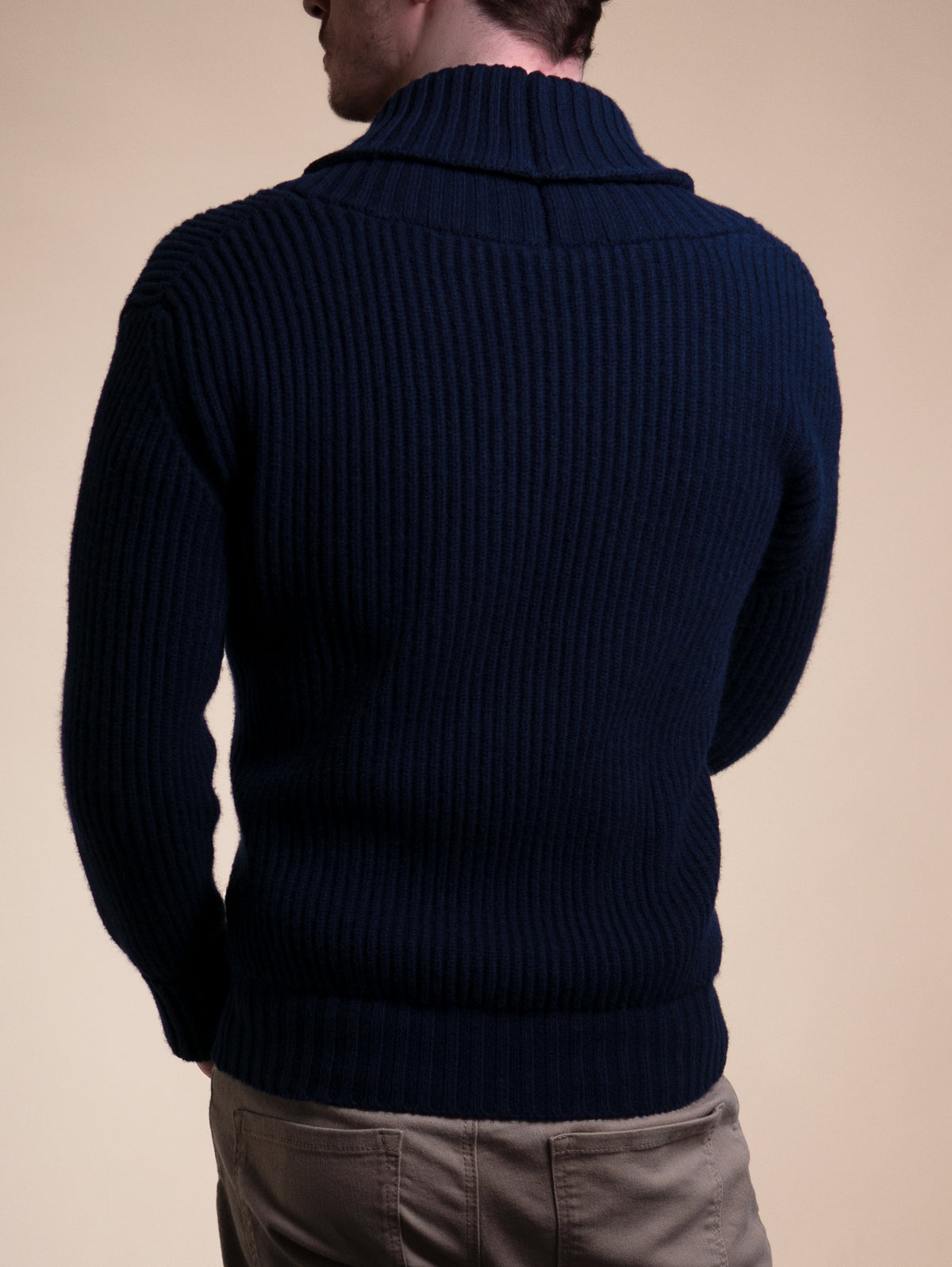 SHAWL COLLAR SWEATER&lt;br&gt;NAVY