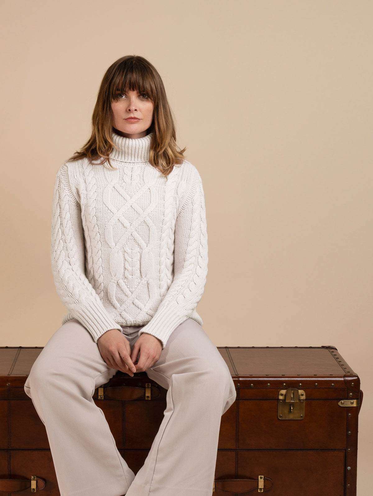 MULTI CABLE ROLL NECK&lt;br&gt;CREAM