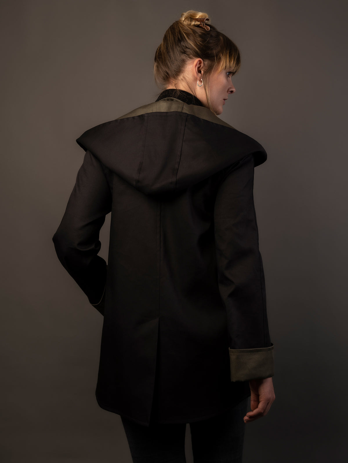 100% Waterproof Ladies Cotton Raincoat with hood. Made in the UK. 