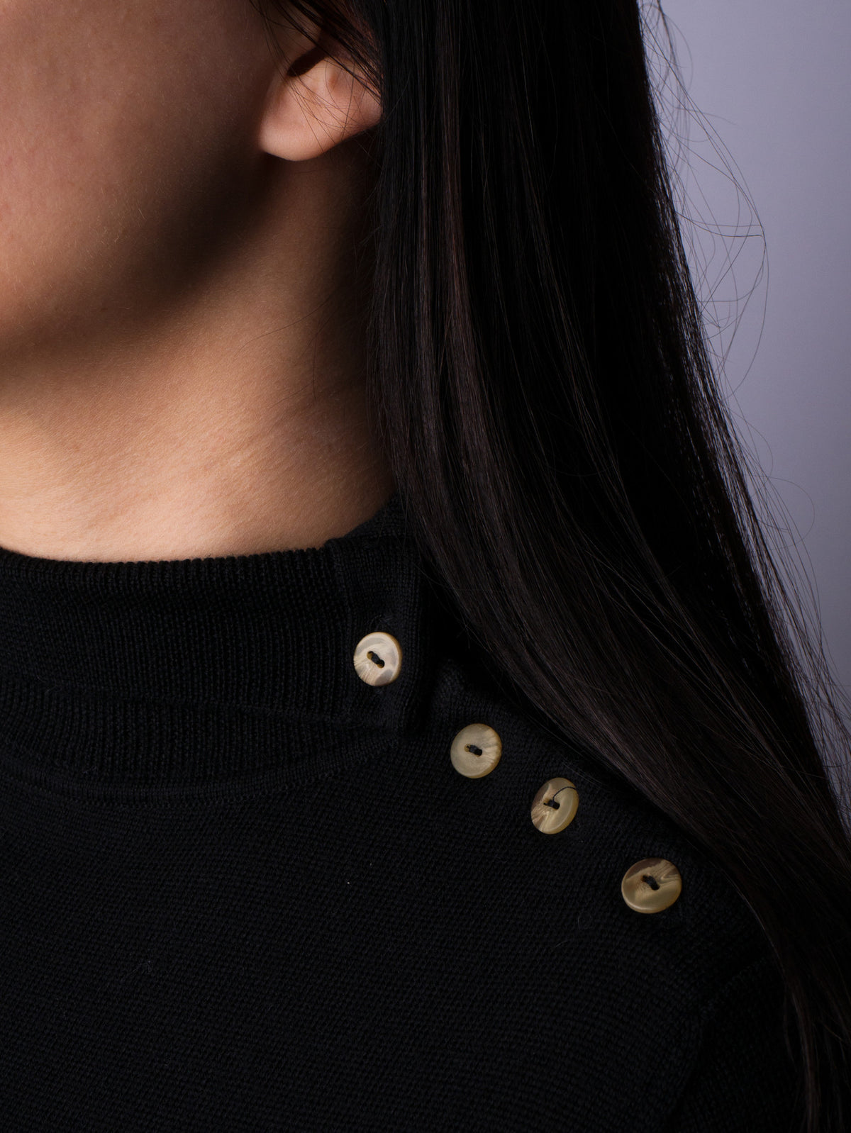 Button Neck Jumper - Black