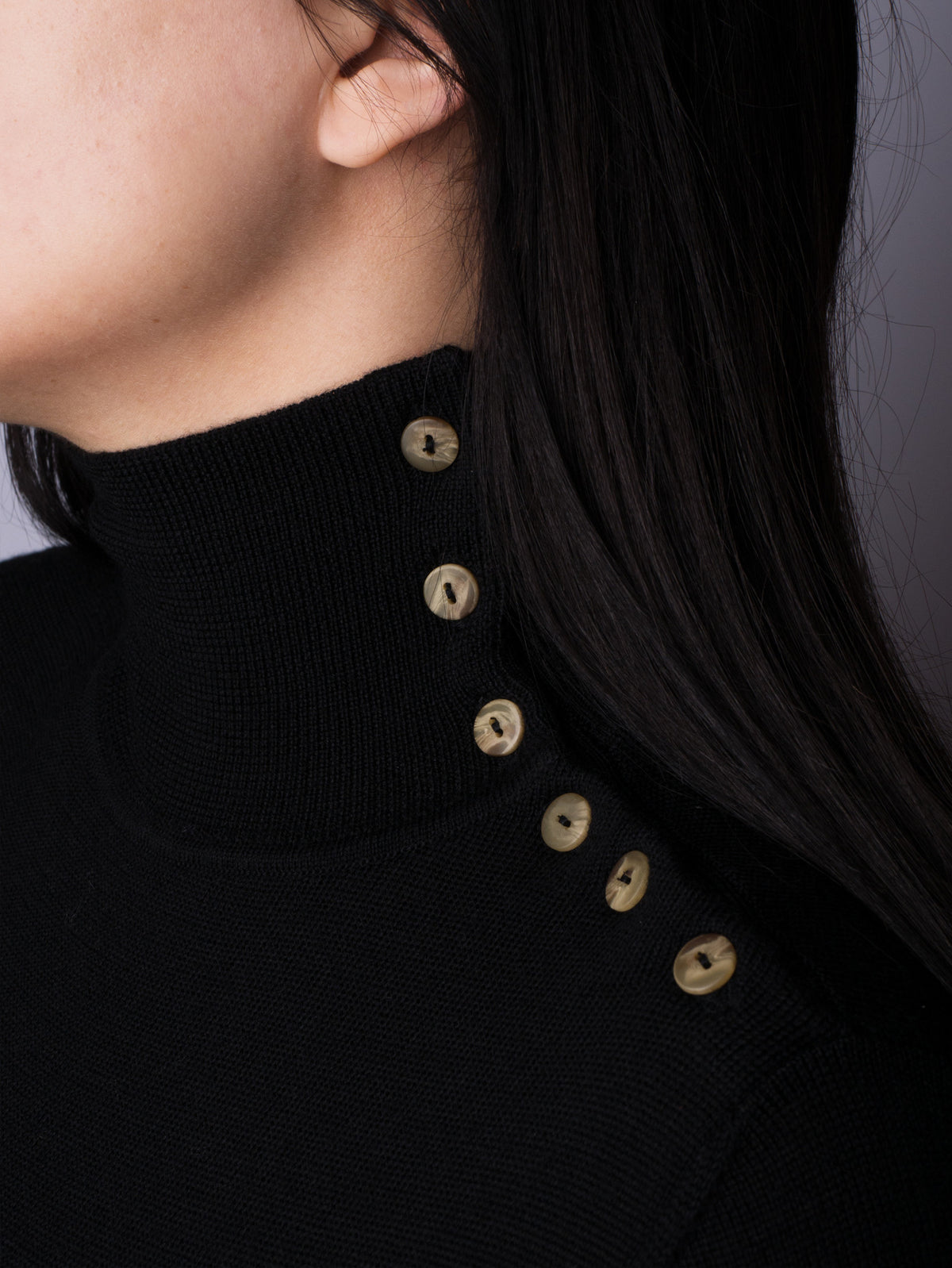 Button Neck Jumper - Black
