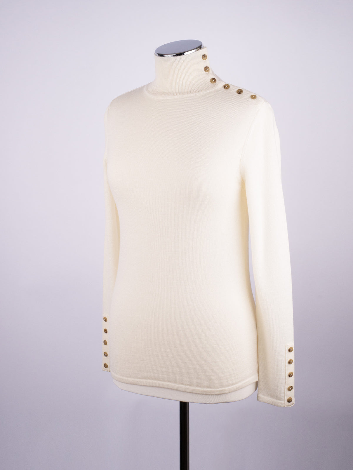 Button Neck Jumper - Cream