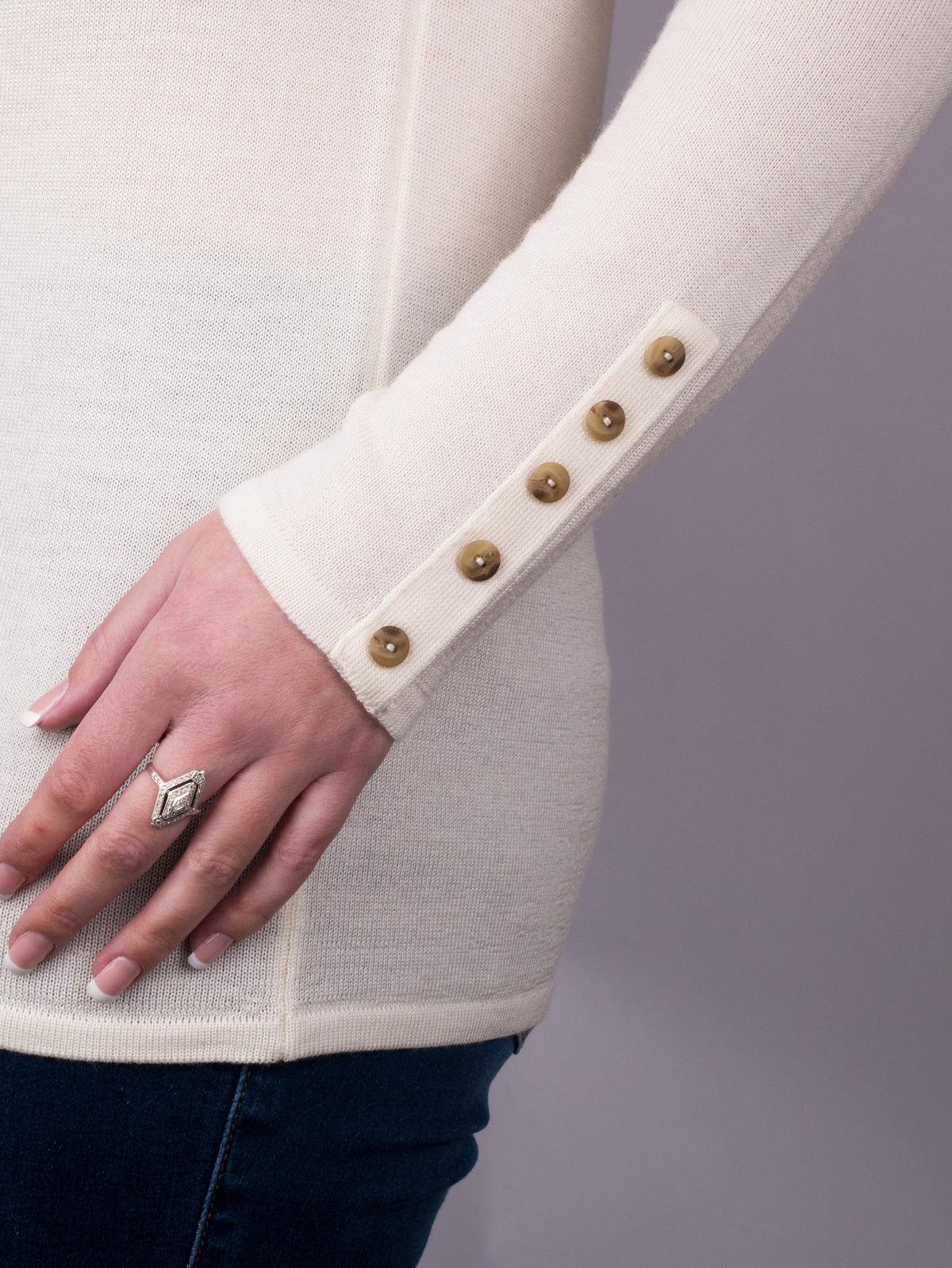 Button Neck Jumper - Cream