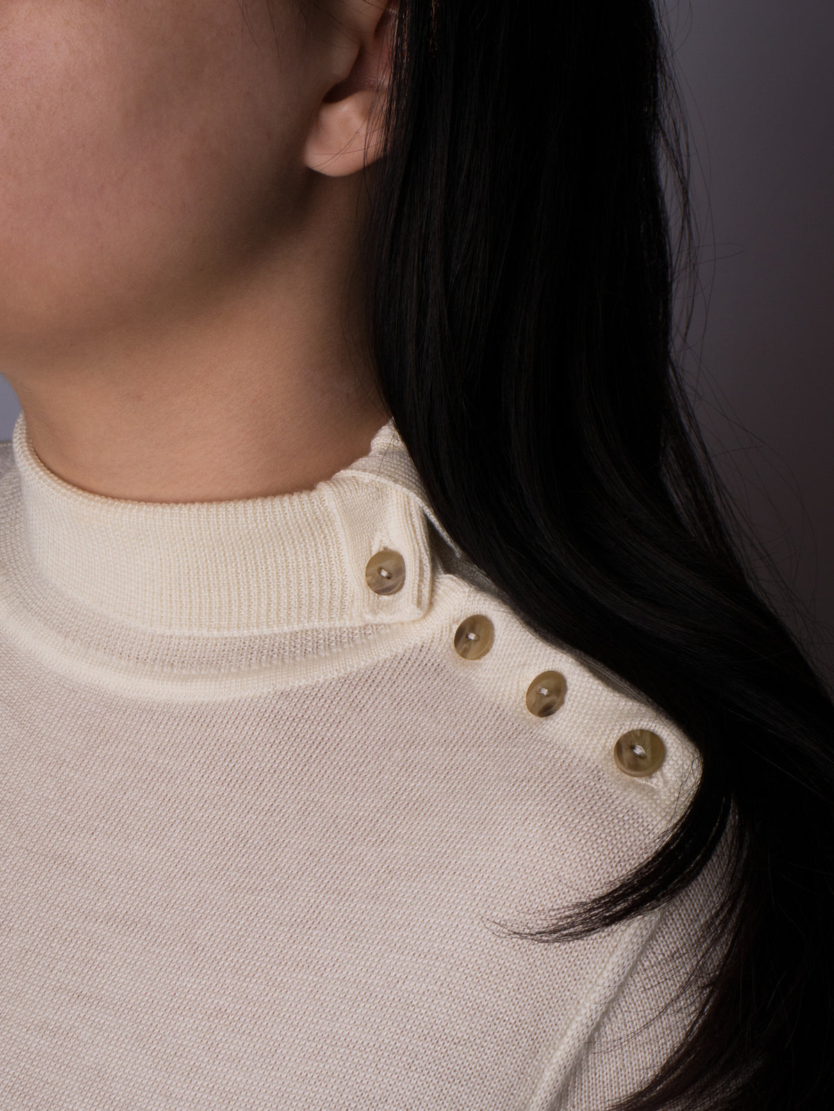 Button Neck Jumper - Cream