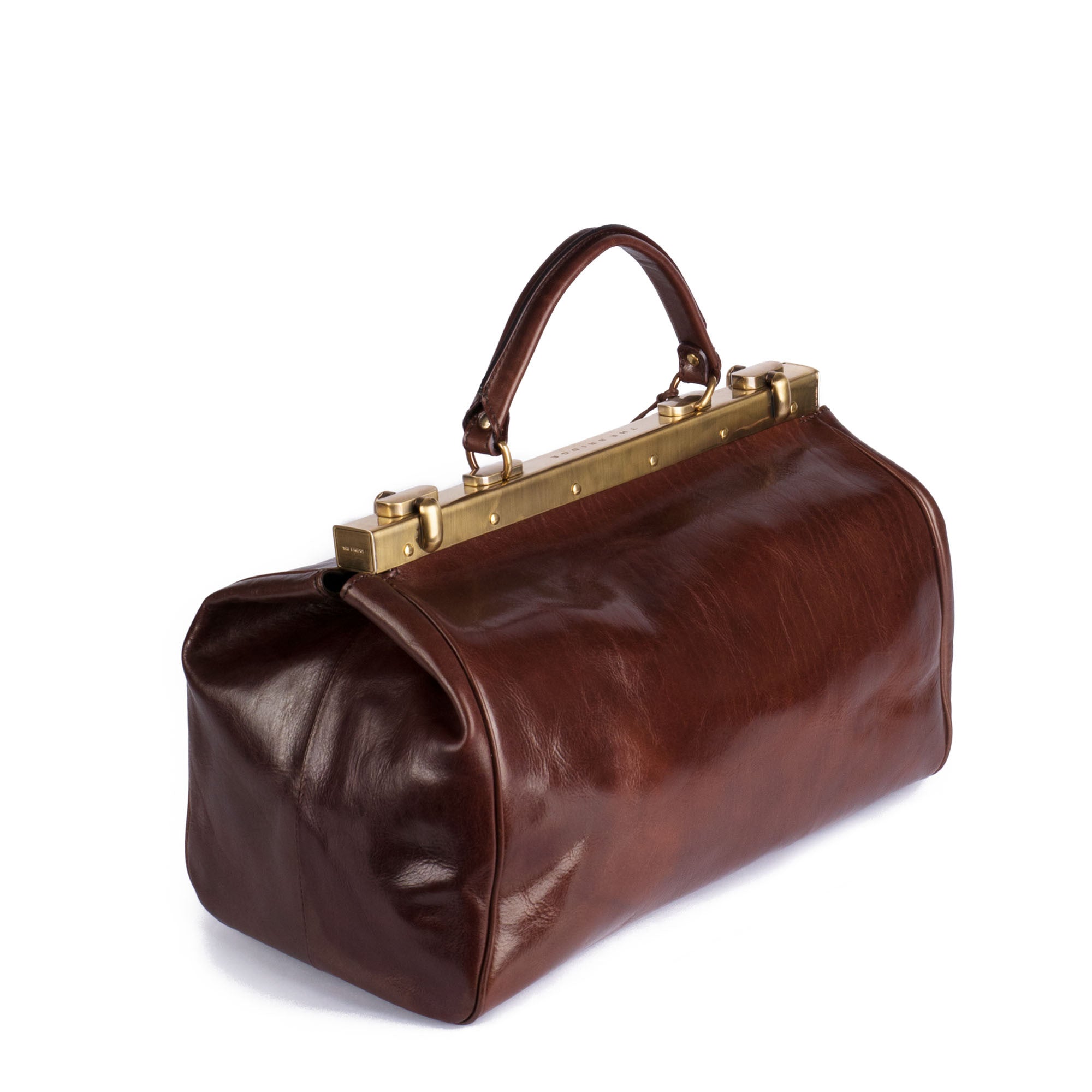 Italian Vintage Brown Leather Gladstone Doctors Bag For Sale at