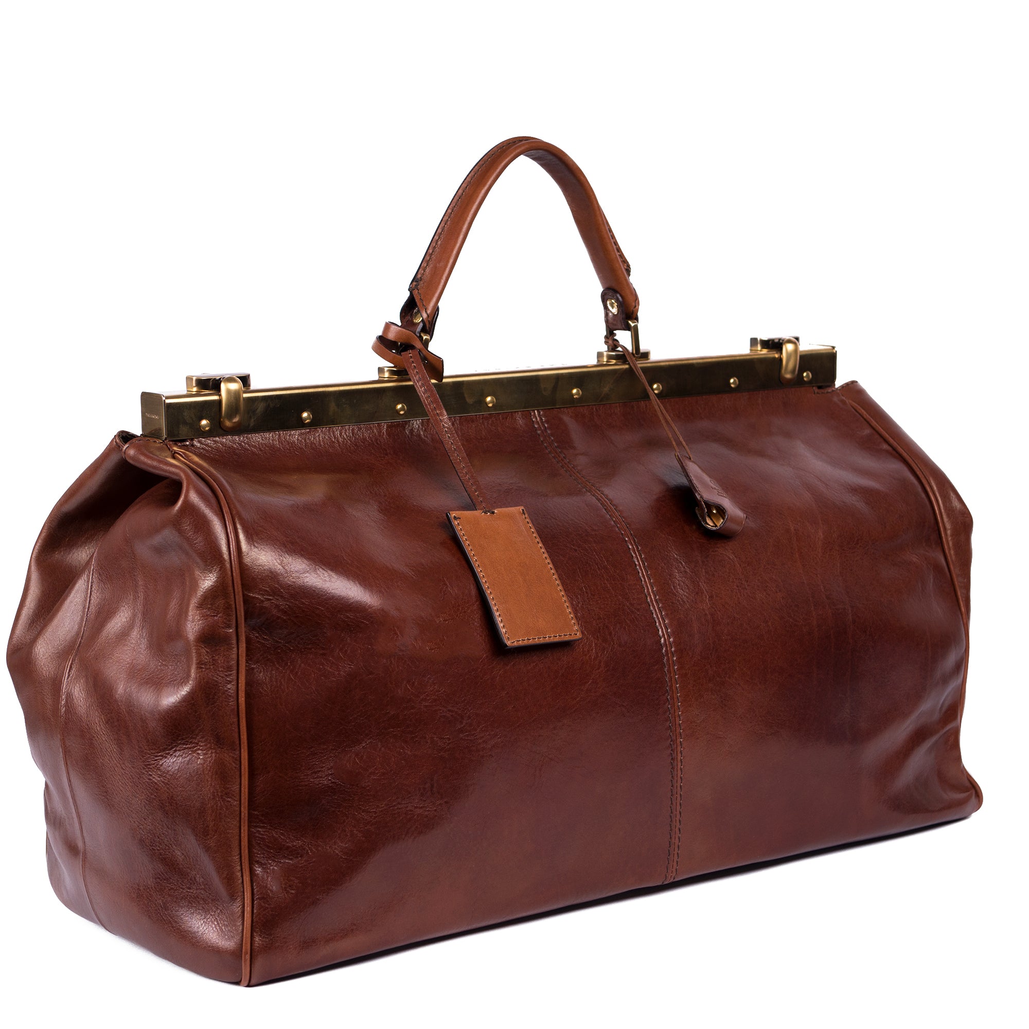 Small Gladstone Bag, Brown, Leather Holdalls