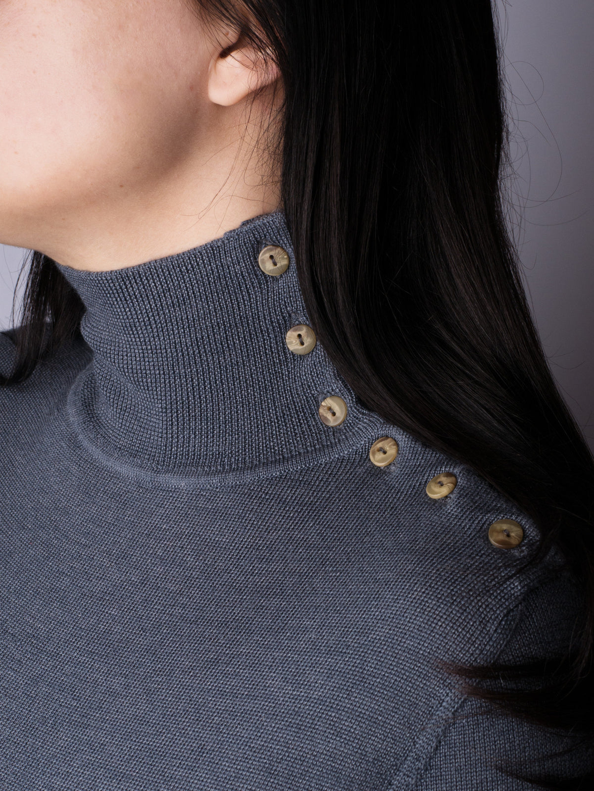 Button Neck Jumper - Slate