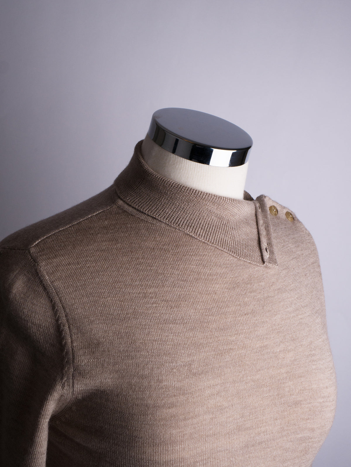 Button Neck Jumper - Mushroom