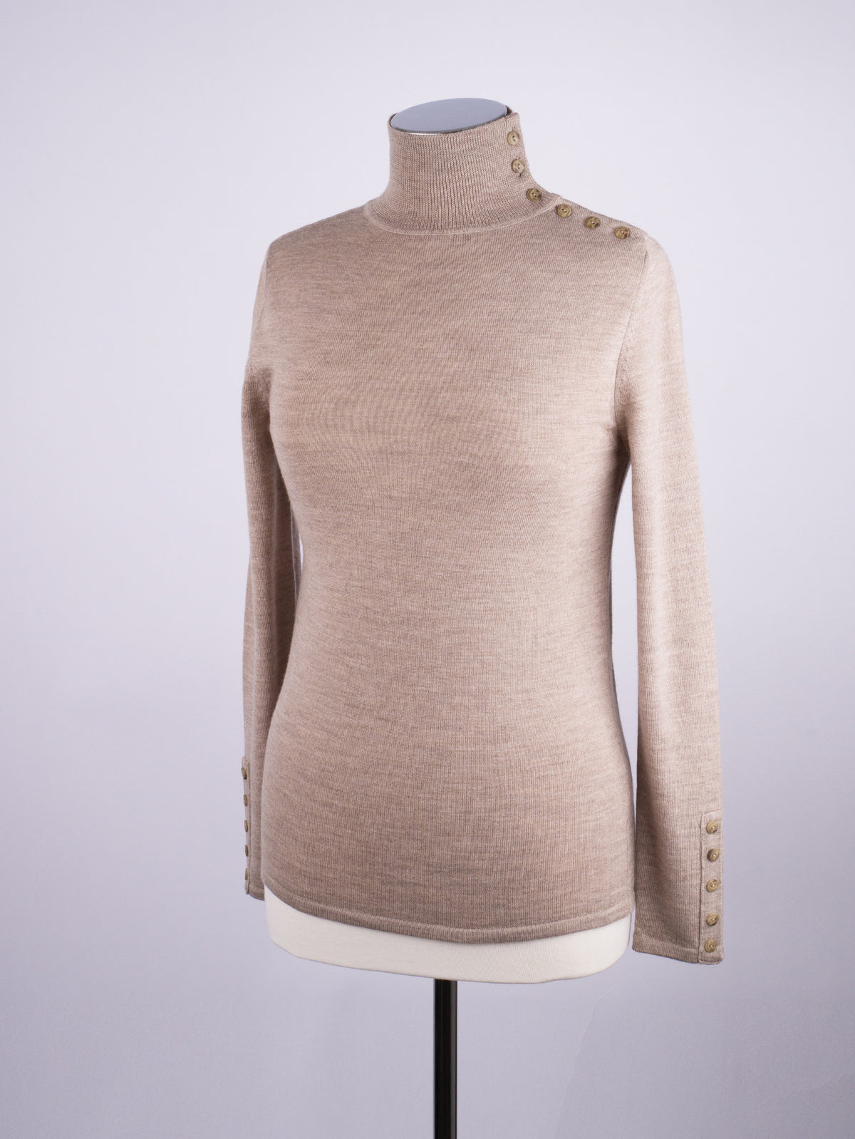 Button Neck Jumper - Mushroom
