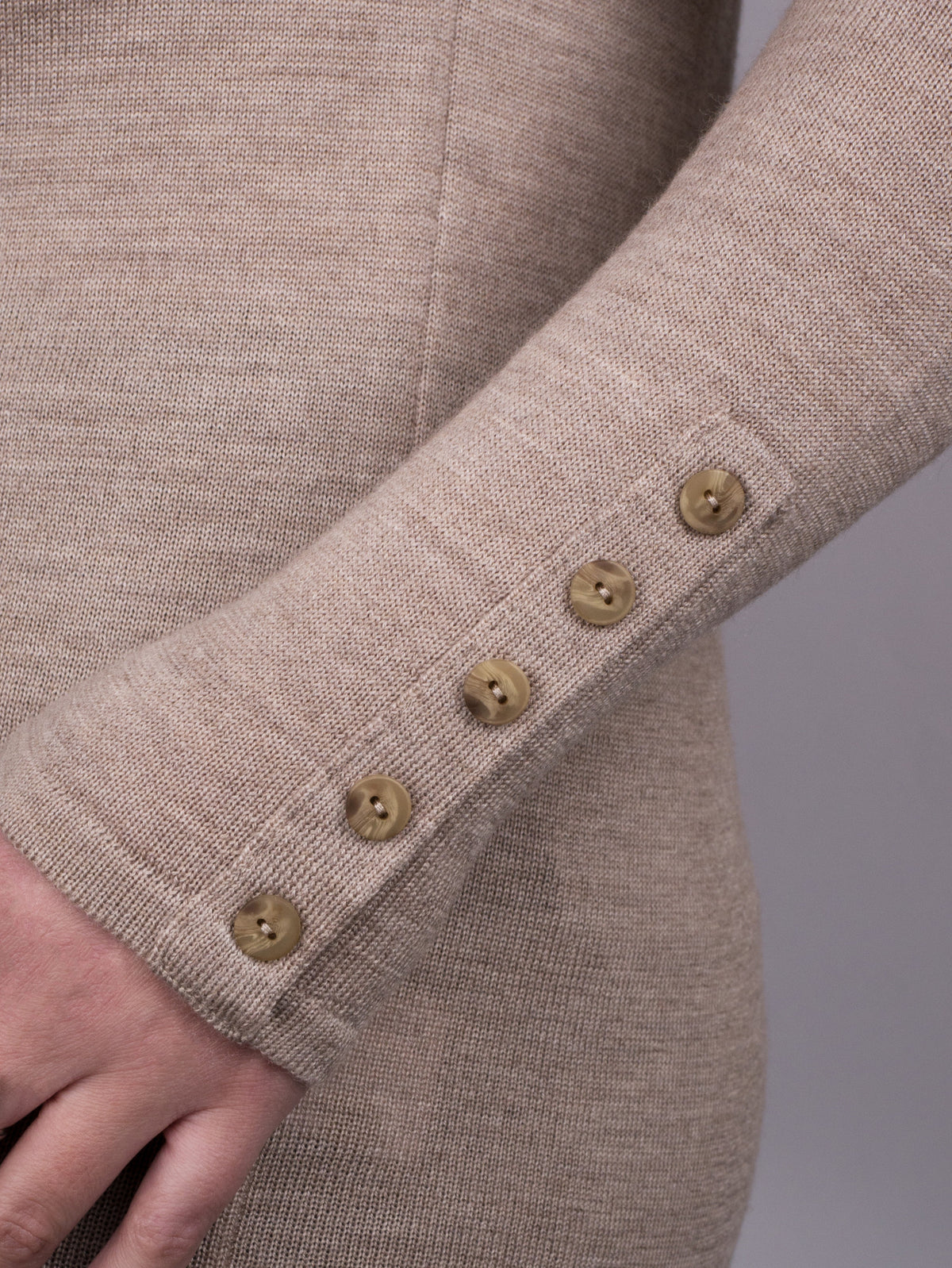 Button Neck Jumper - Mushroom