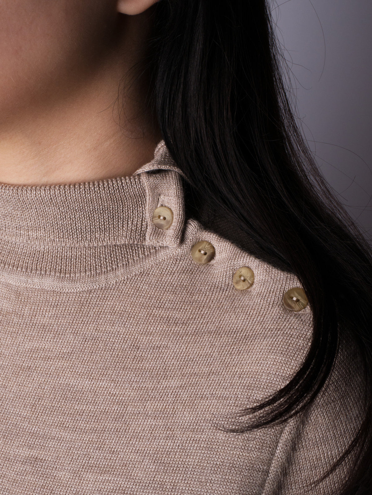 Button Neck Jumper - Mushroom