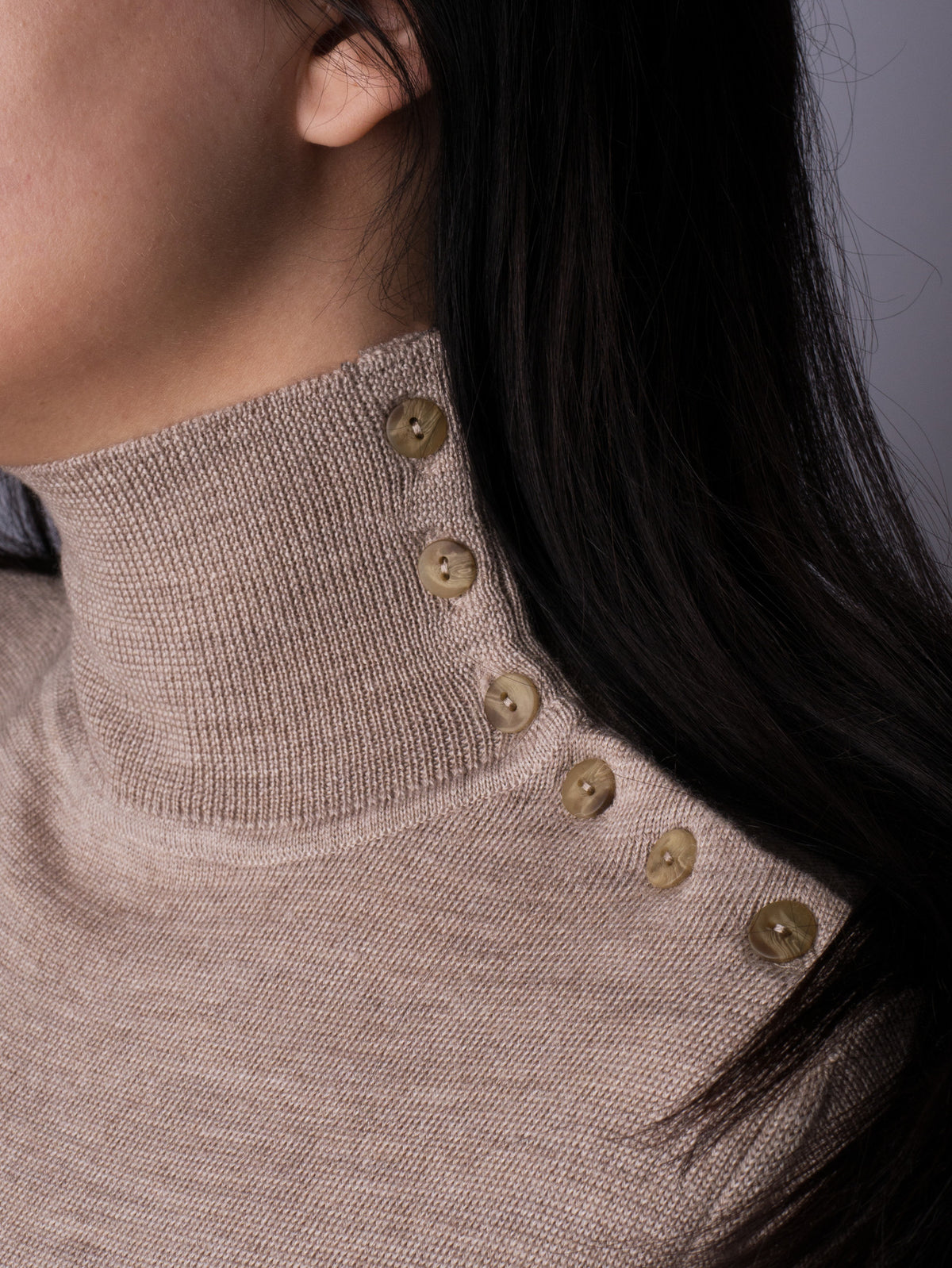 Button Neck Jumper - Mushroom