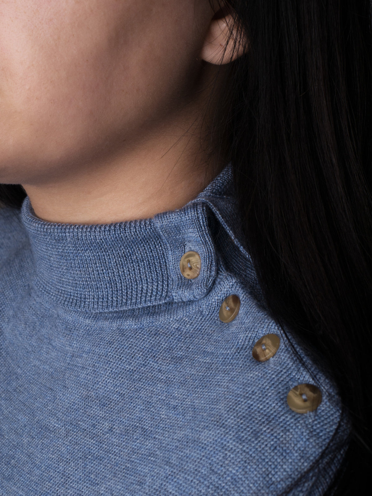 Button Neck Jumper - Petrol