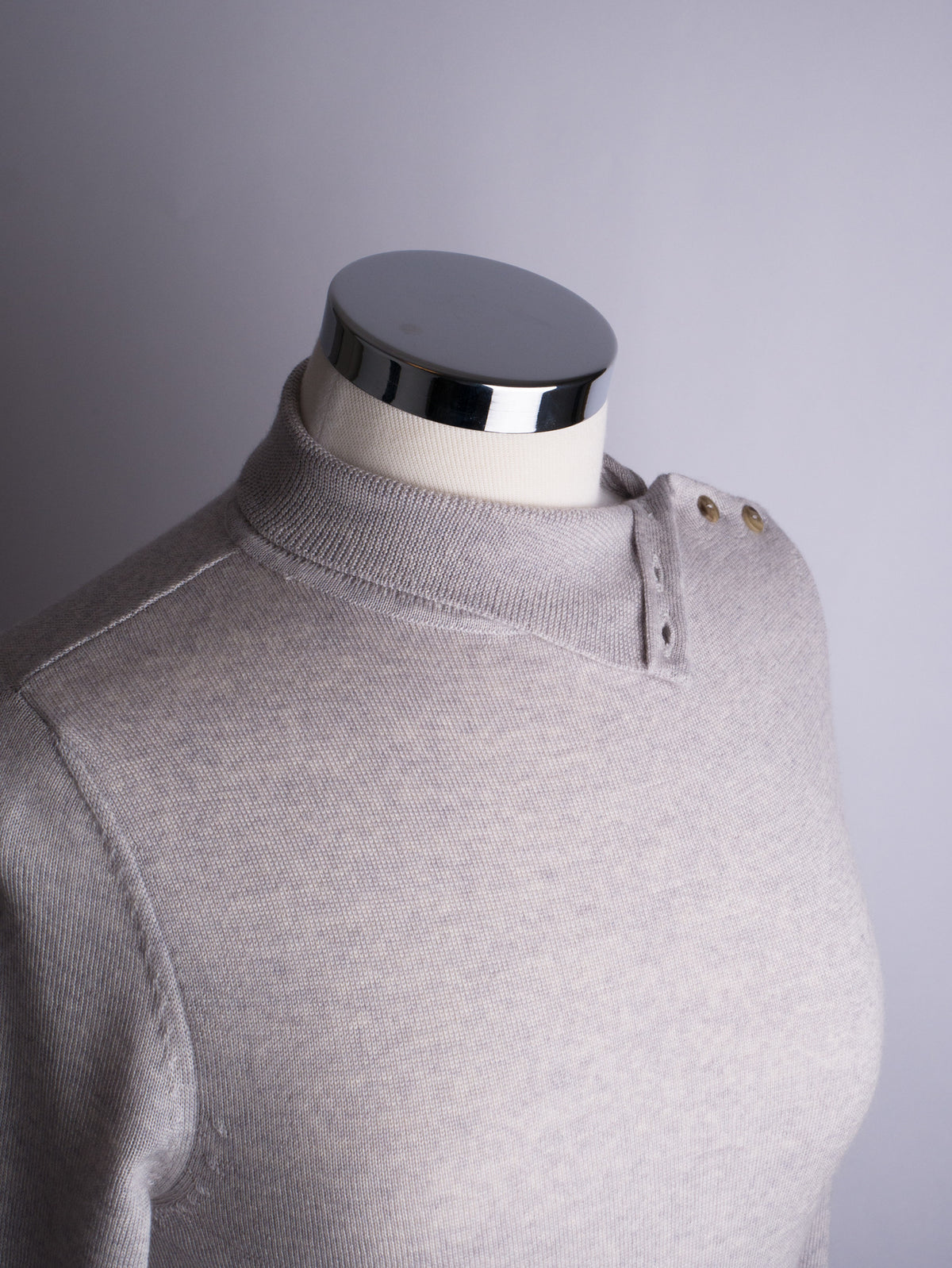 Silver Neck Button Button Neck Jumper - Silver Grey - Douglas Attire