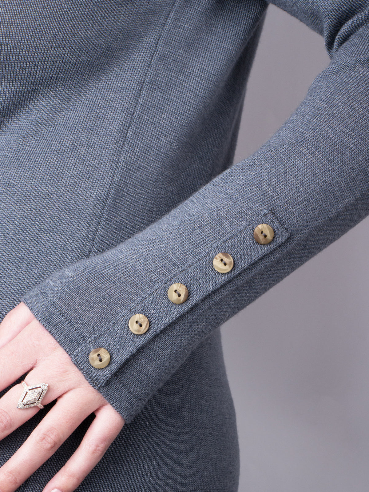 Button Neck Jumper - Slate