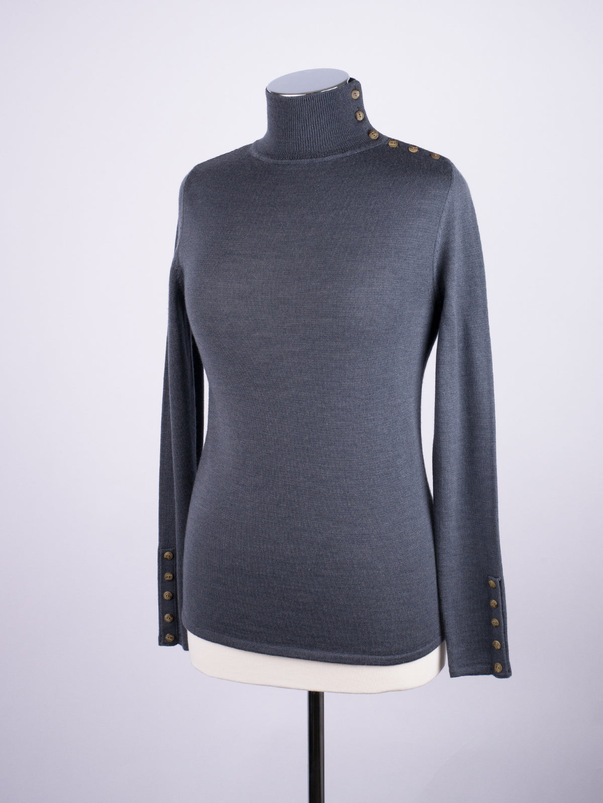 Button Neck Jumper - Slate