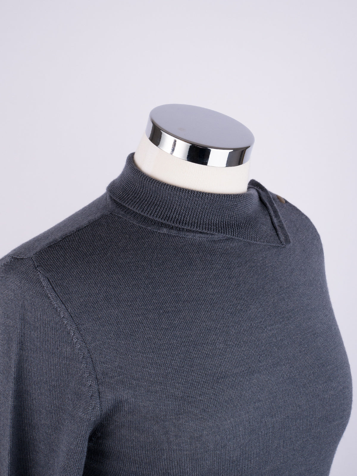 Button Neck Jumper - Slate