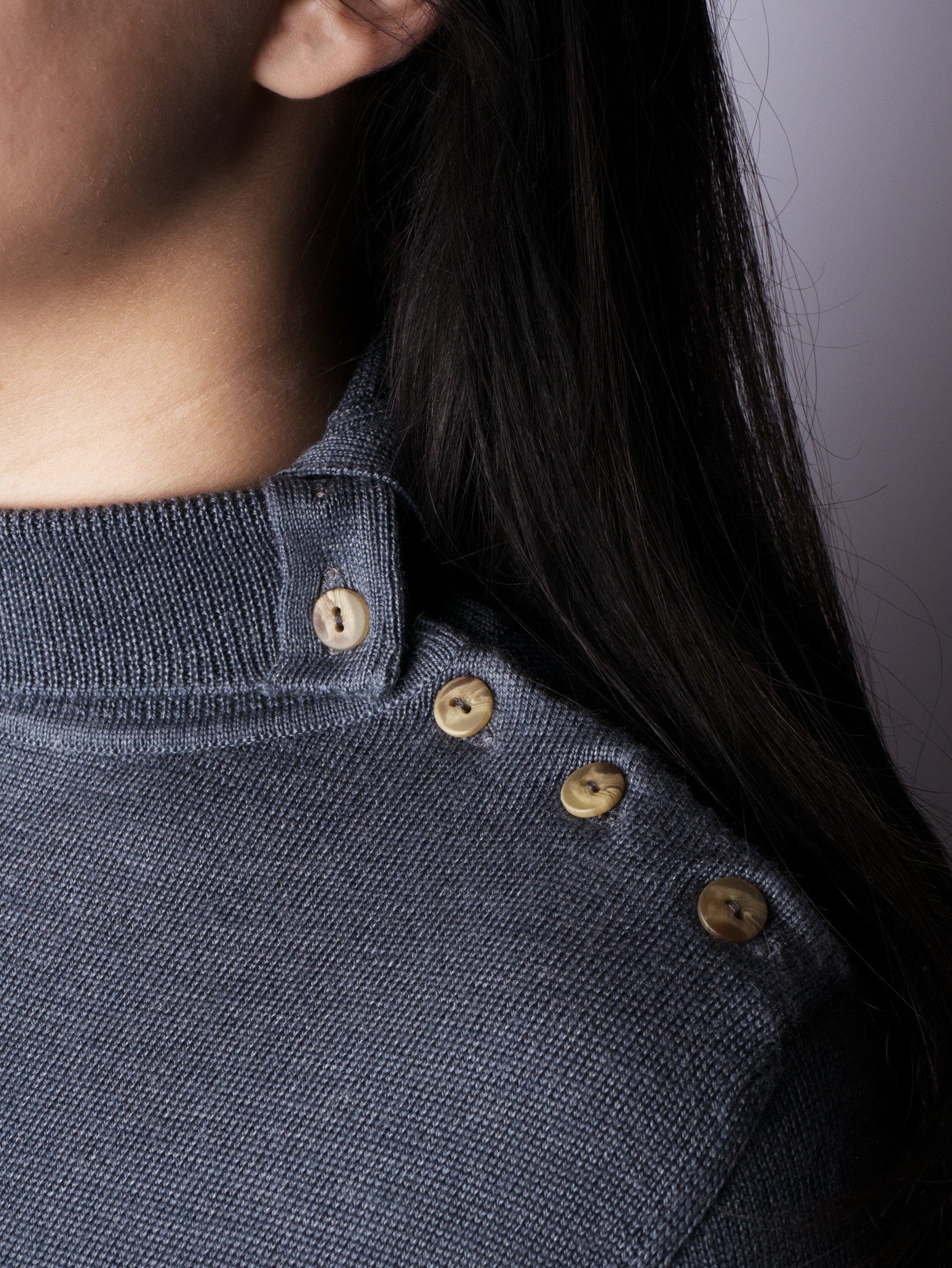 Button Neck Jumper Slate Douglas Attire